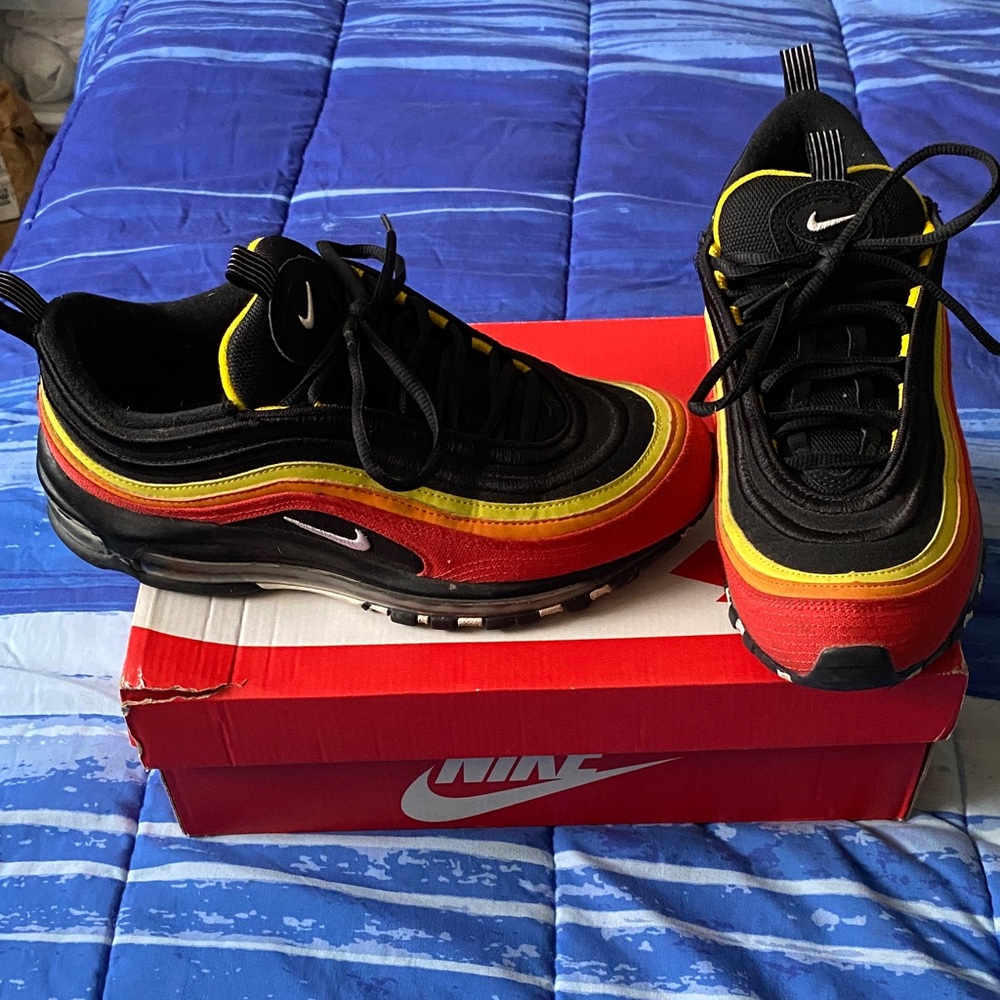 Nike Air Max 97 Black, Red, and Yellow Sneakers